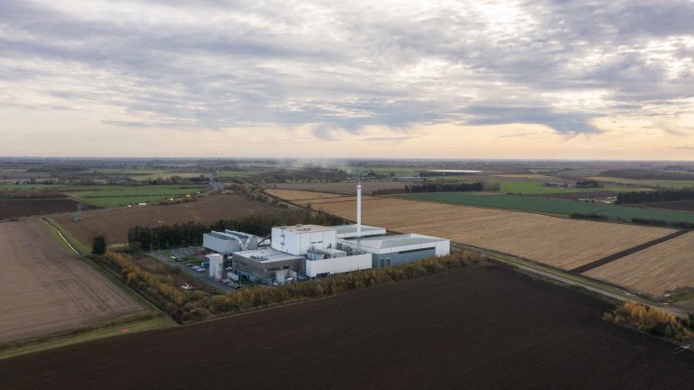 Chris Vaughan Photography - drone images | An early morning aerial image of a renewable energy plant.